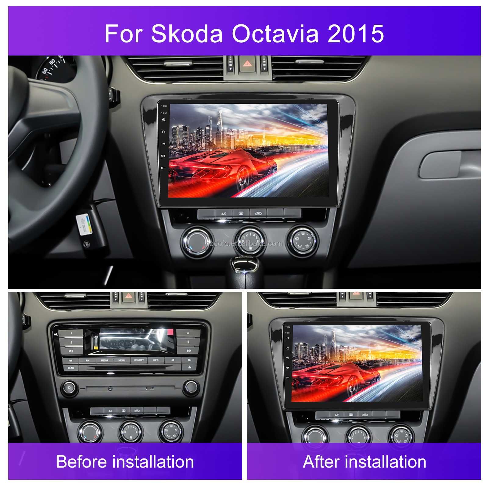 Мултимедия Двоен дин за Skoda Octavia навигация плеър Android