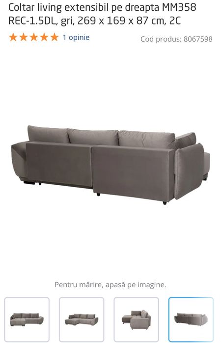 Canapea extensibilă modernă, foarte confortabilă – nou nouță