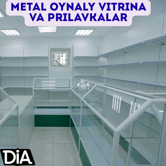 Прилавок витрина, стеклянная, metal oynaly vitrina va prilavkalar