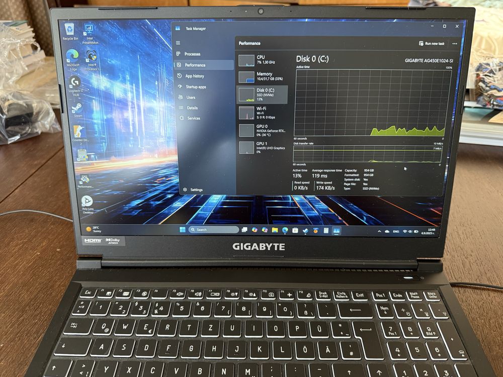 Лаптоп GIGABYTE G5 MF5 i7-13620H RTX 4050 32GB DDR5 1TB WIN11