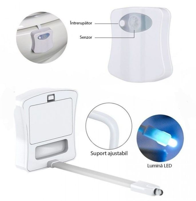 Set Para de duș RGB cromat + cap robinet+ lampa toaleta NOU