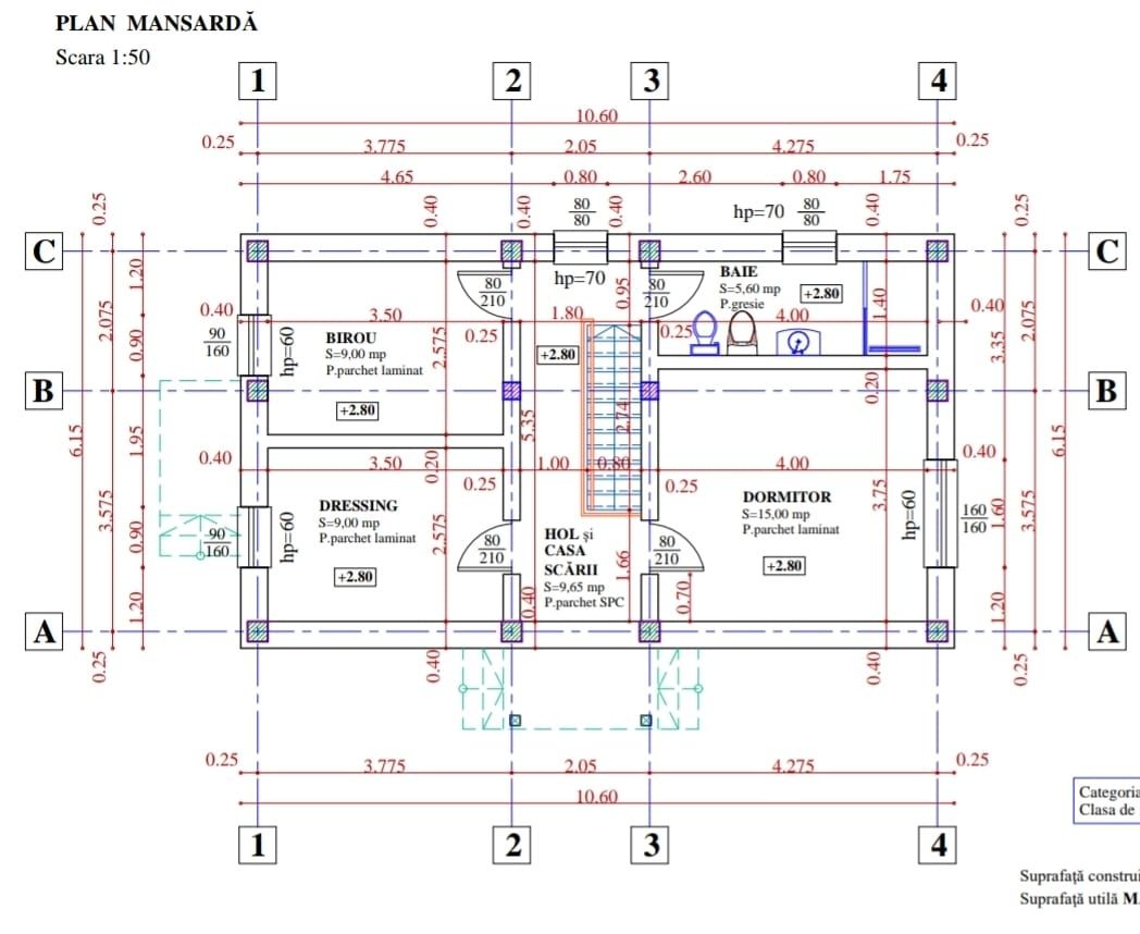 casa P + M, termen de finalizare august 2024 , 97 mp utili, 4 camere