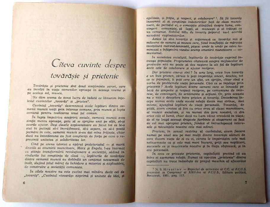 Carte propaganda Prietenie dragoste casatorie Vera Frimu Popovici 1962