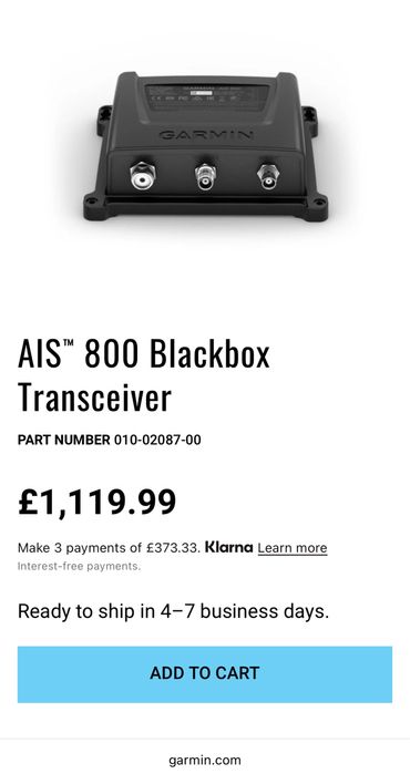 Transceiver Blackbox Garmin AIS 800, Compatibil VHF 315i - Nou!