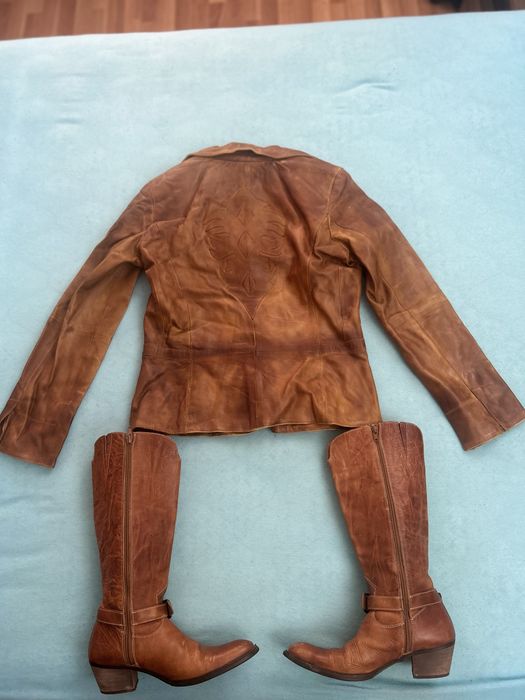Set cizme + jacheta de piele