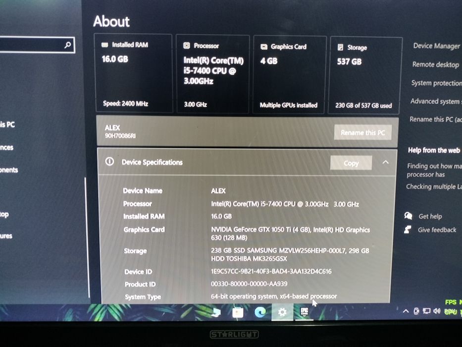 Pc gaming i5,gtx 1050 ti 4 gb, 16 gb ram