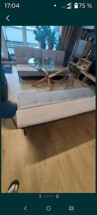 3 locuri,rabatere totala sau parțială ,cadru metalic,masa sticla rotun