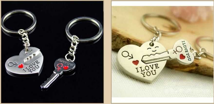 2 броя ключодържатели подарък за влюбени ключодържател "I love you"