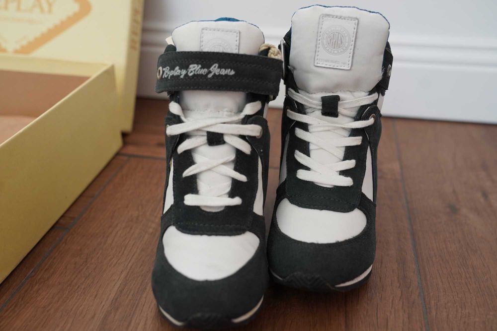 Sneaker cu talpa Wedge, Replay Blue Jeans