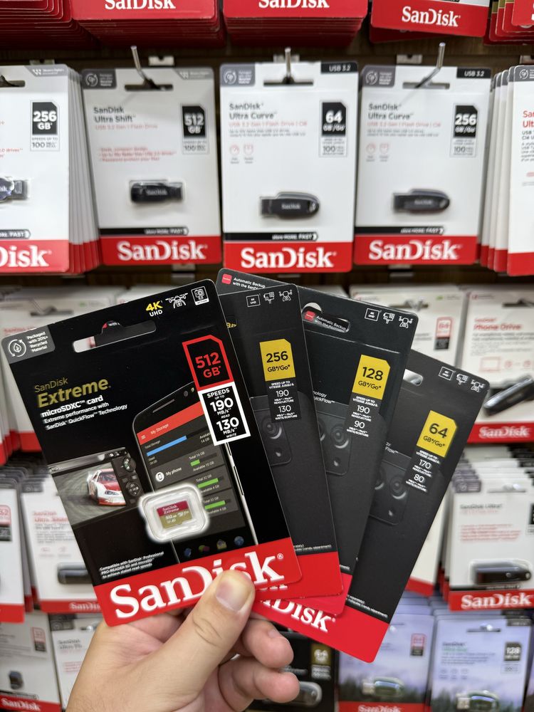 Sandisk extreme 4K micro sdxc card /32/64/128/256/512 gb/Доставка 24/7