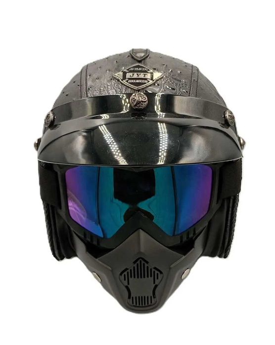 Комплект каска и очила маска в ретро стил