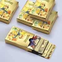 Pokemon 55 штук металлическая золотая карта покемонов Чаризард Vmax Gx