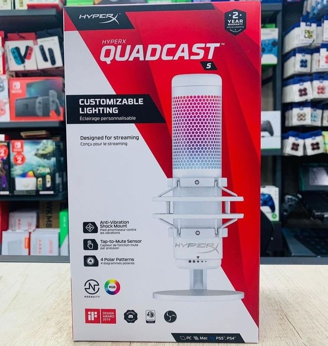 Hyperx Quadcast S RGB в белом цвете! Универсальный Микрофон!