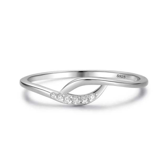 Inel de argint pentru femei, model bucla cu pietricele