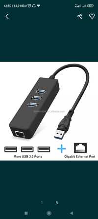 Доставка есть ! Usb lan + 3 port usb hub 3.0