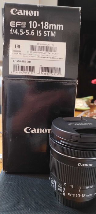 obiectiv Canon EFS 10 - 18 mm cu stabiliz image, focus manual/automat