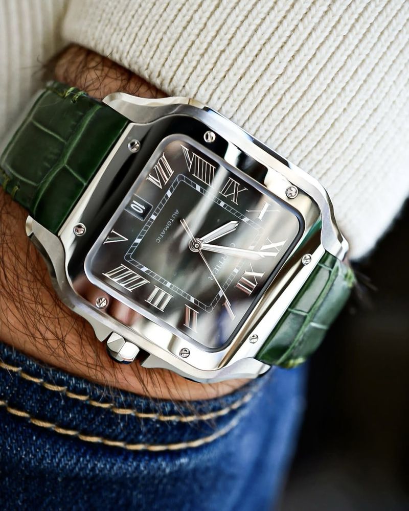 Cartier Santos Medium Green Dial Steel