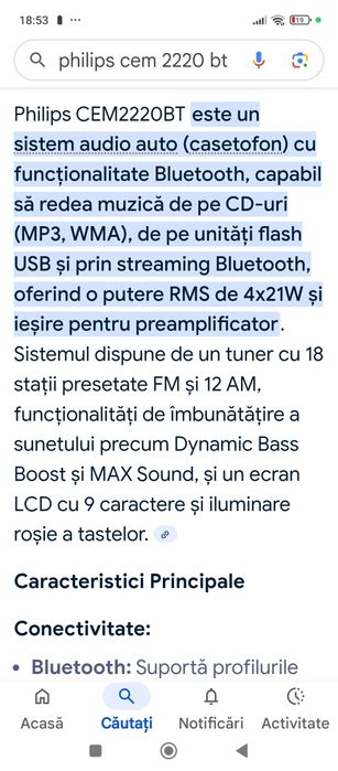 Radio Auto Philps cu BT