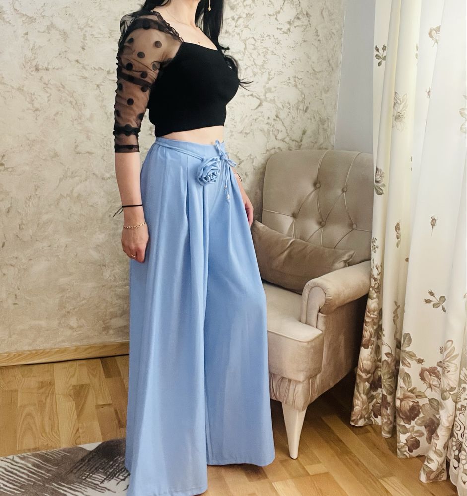 Pantalon elegant cu talie înalta, evazati