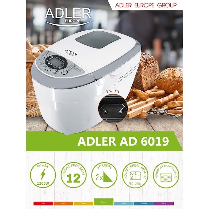 Aparat de facut pâine ADLER , LCD , 850 W