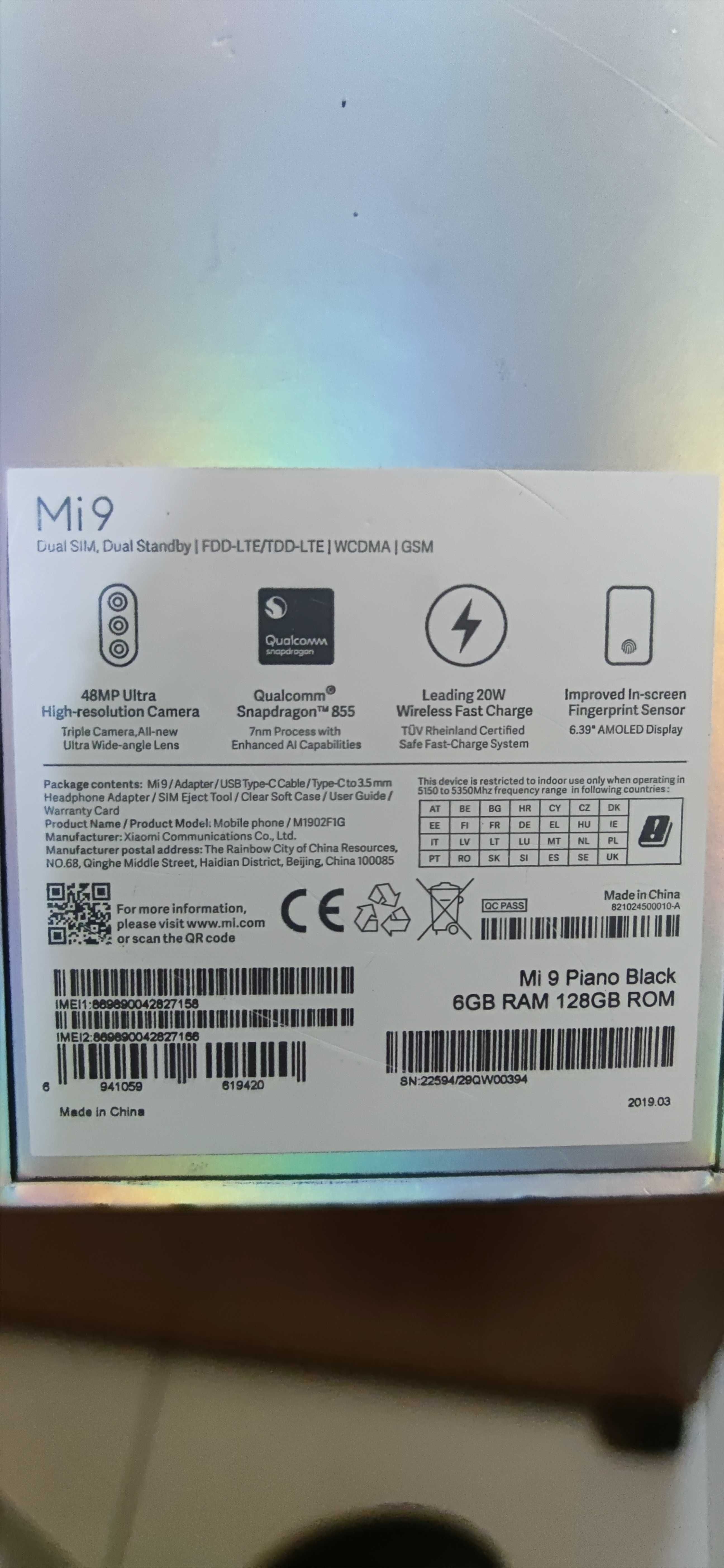 Xiaomi mi 9 6/128bg