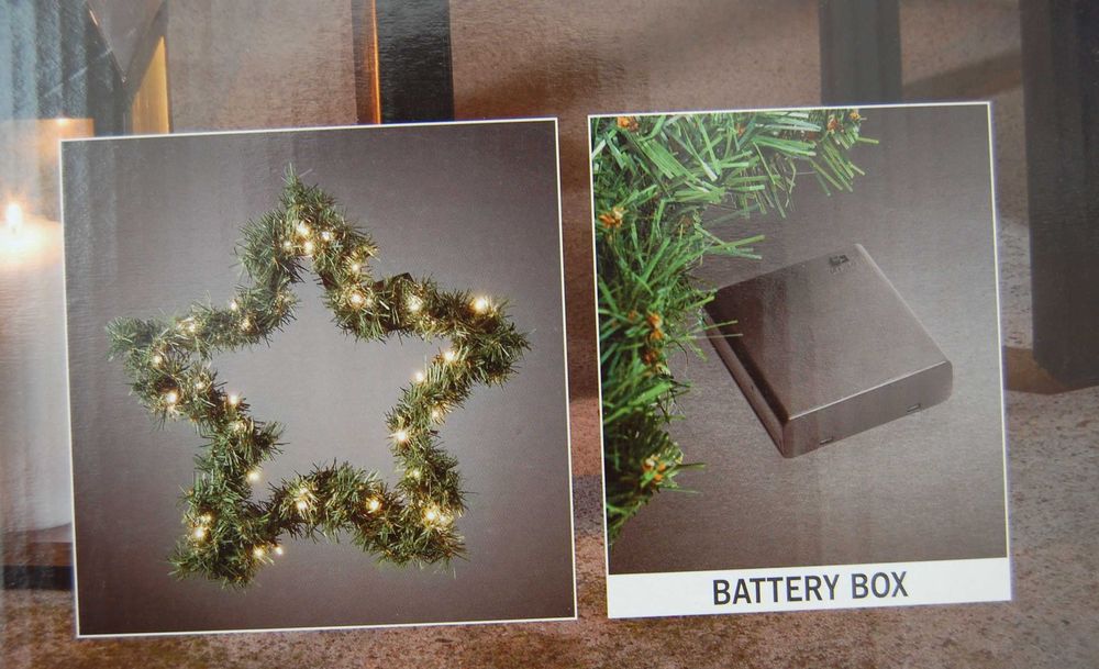 Коледна звезда от борови клонки и ЛЕД светлини