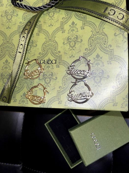 gucci обеци кръгли с чантичка и кутия гучи златни сребърни стомана