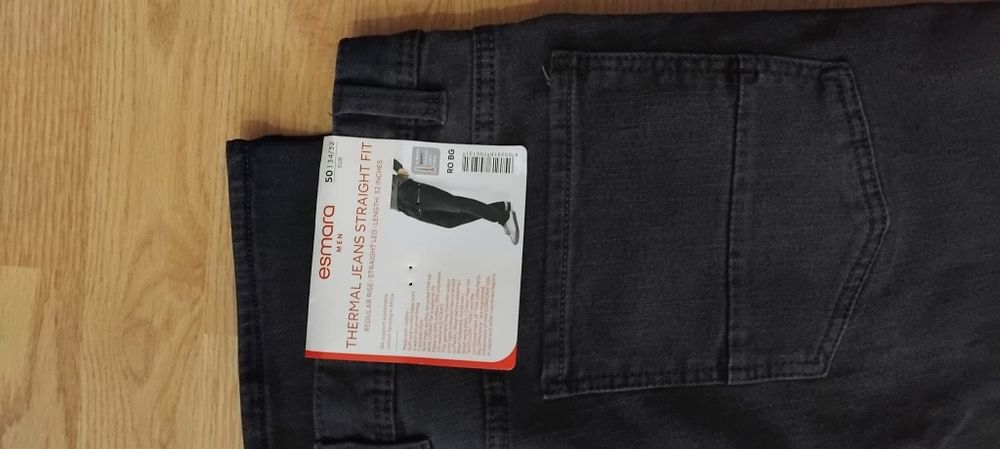 Blugi termo barbati L/34,noi cu etichetă