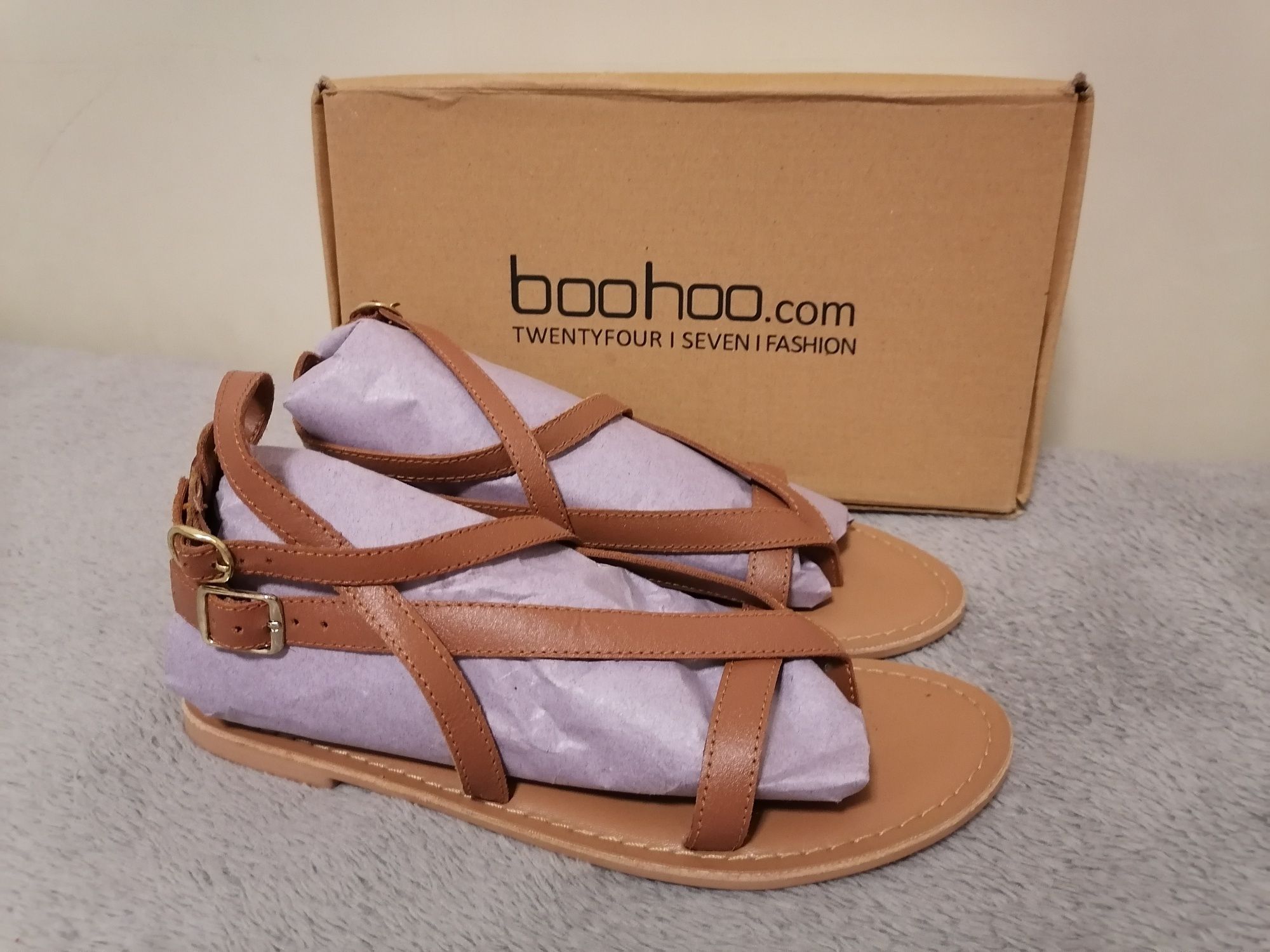 Дамски сандали Boohoo, естествена кожа