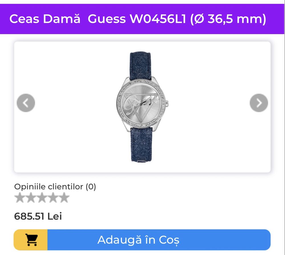 Ceas GUESS model unicat, ORIGINAL nou