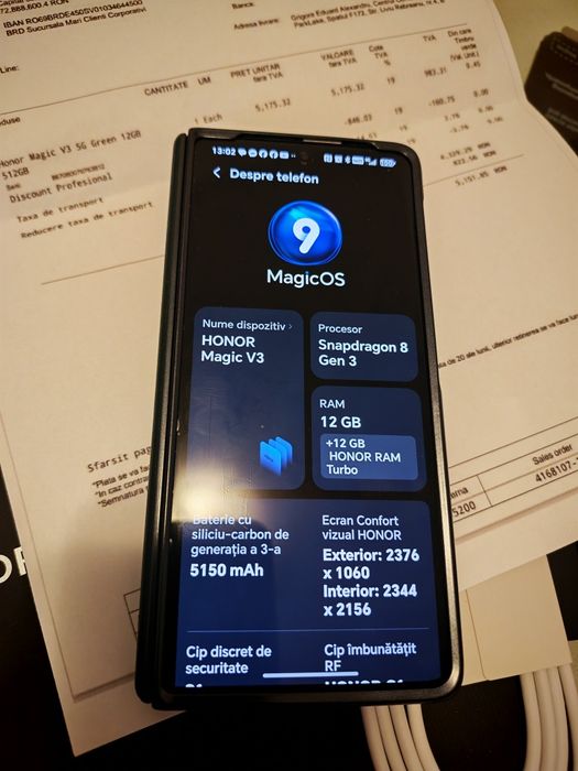 Honor Magic V3 Dual Screen, Stare Foarte buna–Cutie completă + Factură