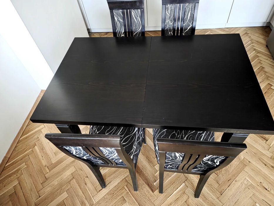 Комплект маса масив разтегателна 140/90, 4бр стола