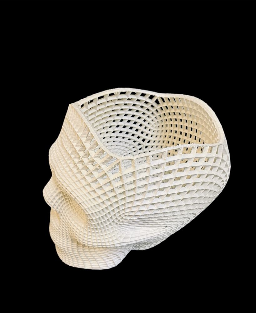 Craniu gigant 30/30 cm alb printat 3D.