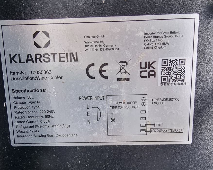 Хладилник витрина за вино klarstein 50L
