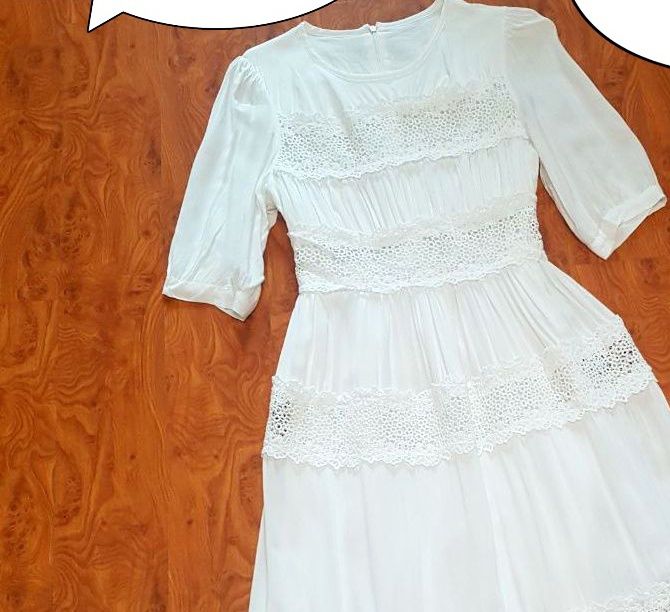 Белое платье хб кружевное
