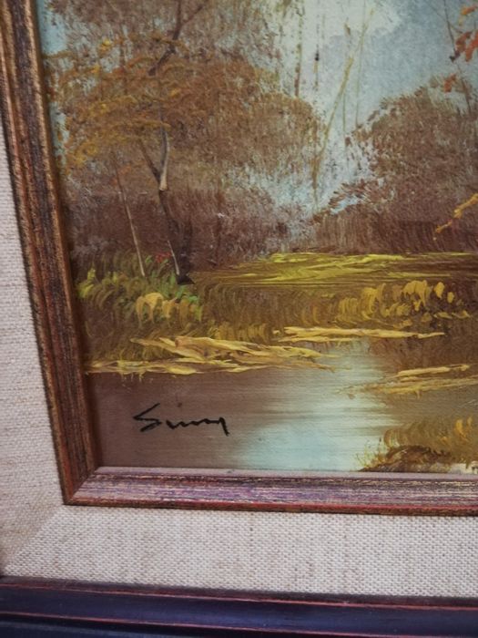 Много красива стара картина. Масло.