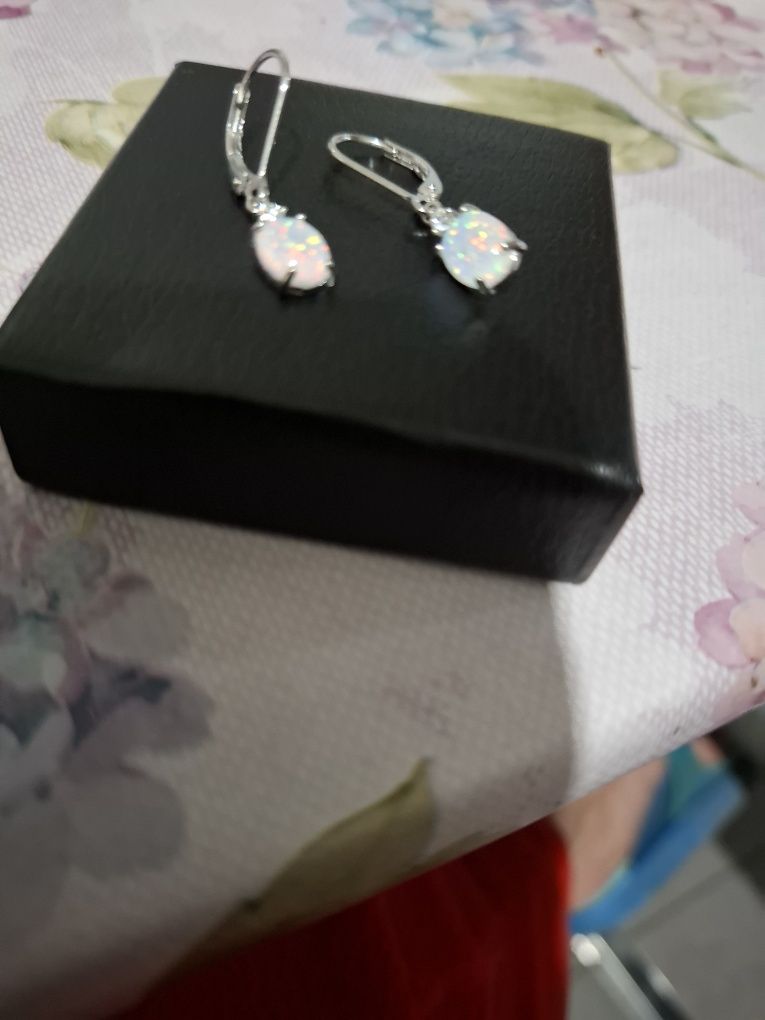 Cercei argint 925 cu opal de Australia și zirconii