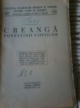 Carte "Creanga povestind copiilor" editura "Socec & Co. S.A. ",1930