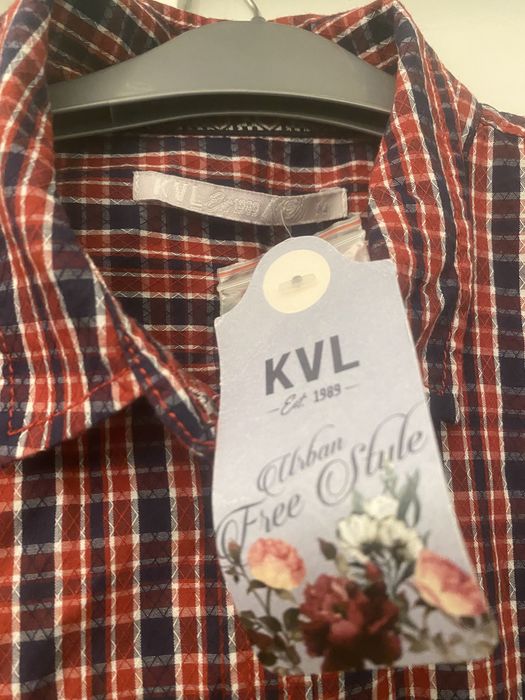 Camasa KVL dama multicolora, carouri rosu-negru