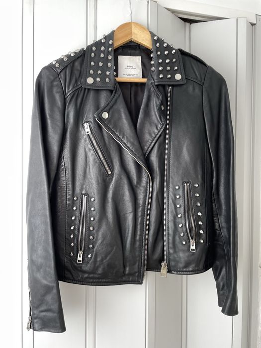 Geaca biker de piele Mango, XS