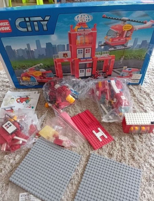 lego city 491 piese sediu de pompieri masina interventii incendiu