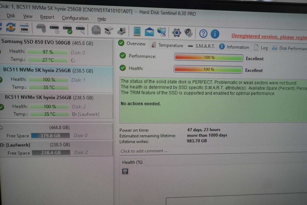 256GB SK Hynix BC511 m.2 2230 NVMe SSD 250GB - gen3 PCIe / вкл ДДС