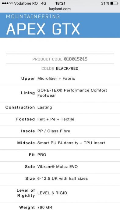 Bocanci Kayland Apex GTX 2016 - NOI!