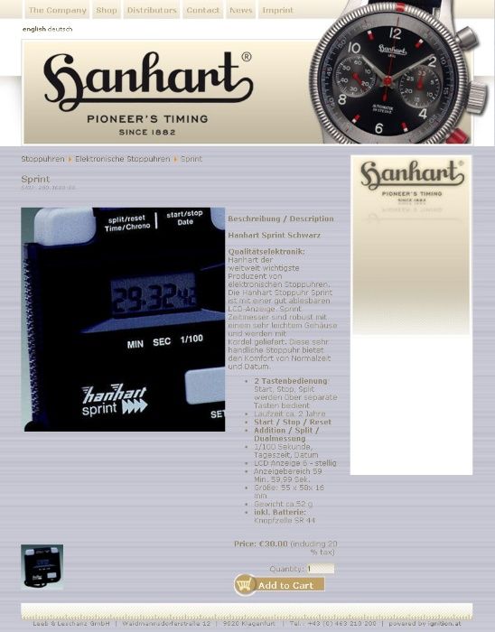 Cronometru Electronic - Hanhart Sprint