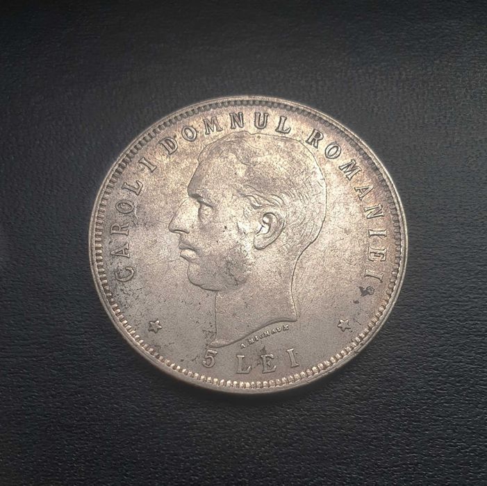 Moneda 5 lei 1906, argint, detalii bune, de colectie