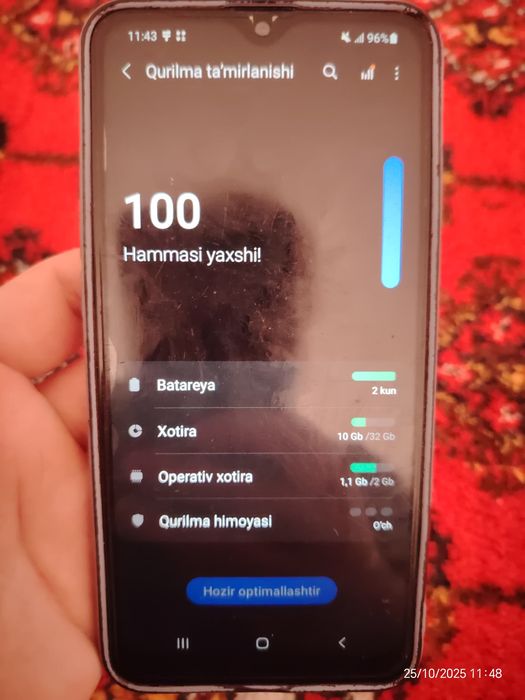 Samsung A10s  rangi qora, atpechatka bor