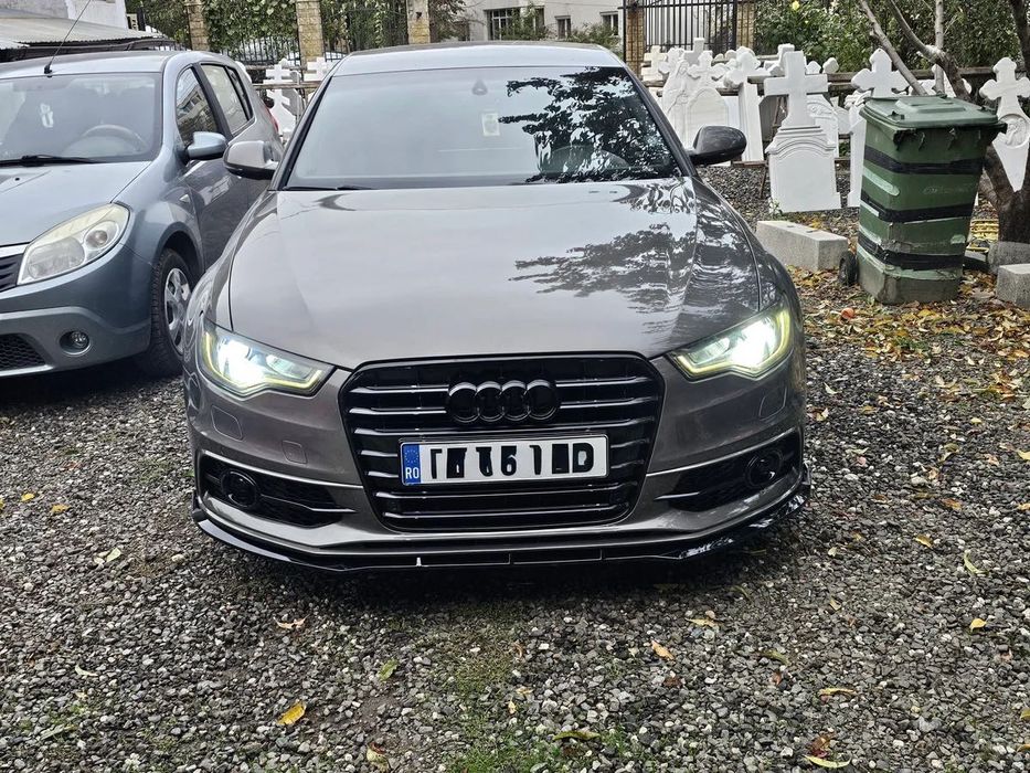 Lip prelungire bara fata S6 Audi A6 C7 S-Line 2011-2018 negru lucios