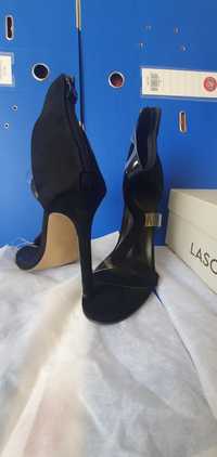 Sandale negru cu inserții transparente 40