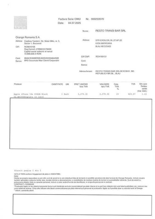 Iphone 16e 256Gb nou in garantie