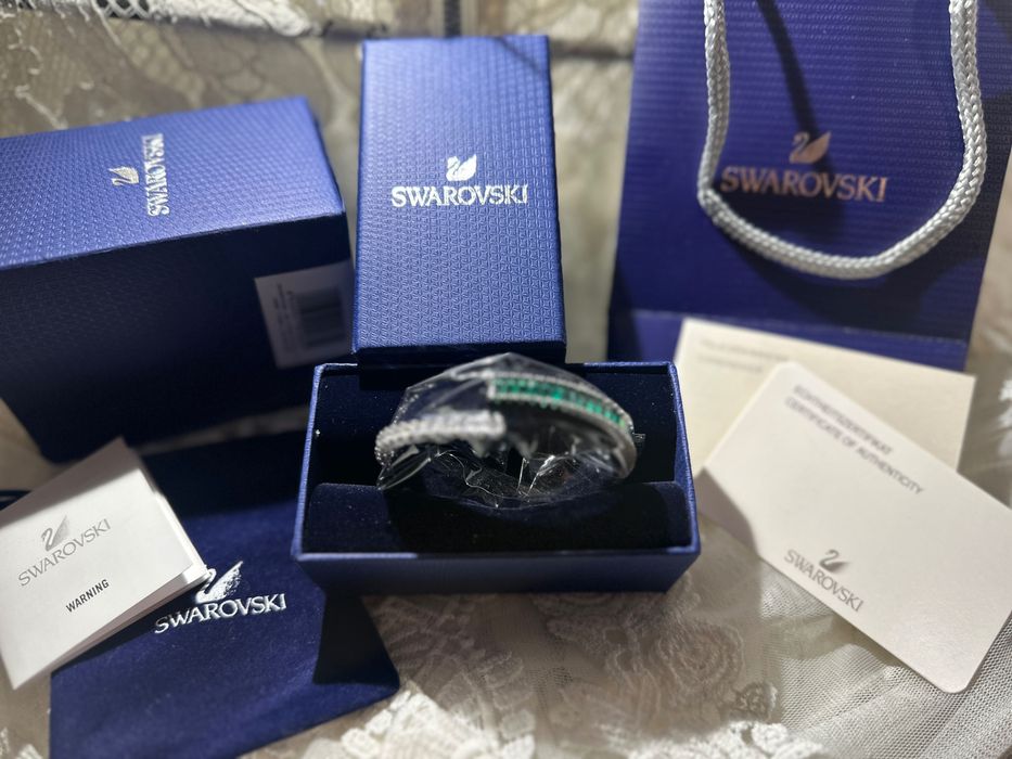 Brățară Swarovski matrix fixa verde cu argintiu